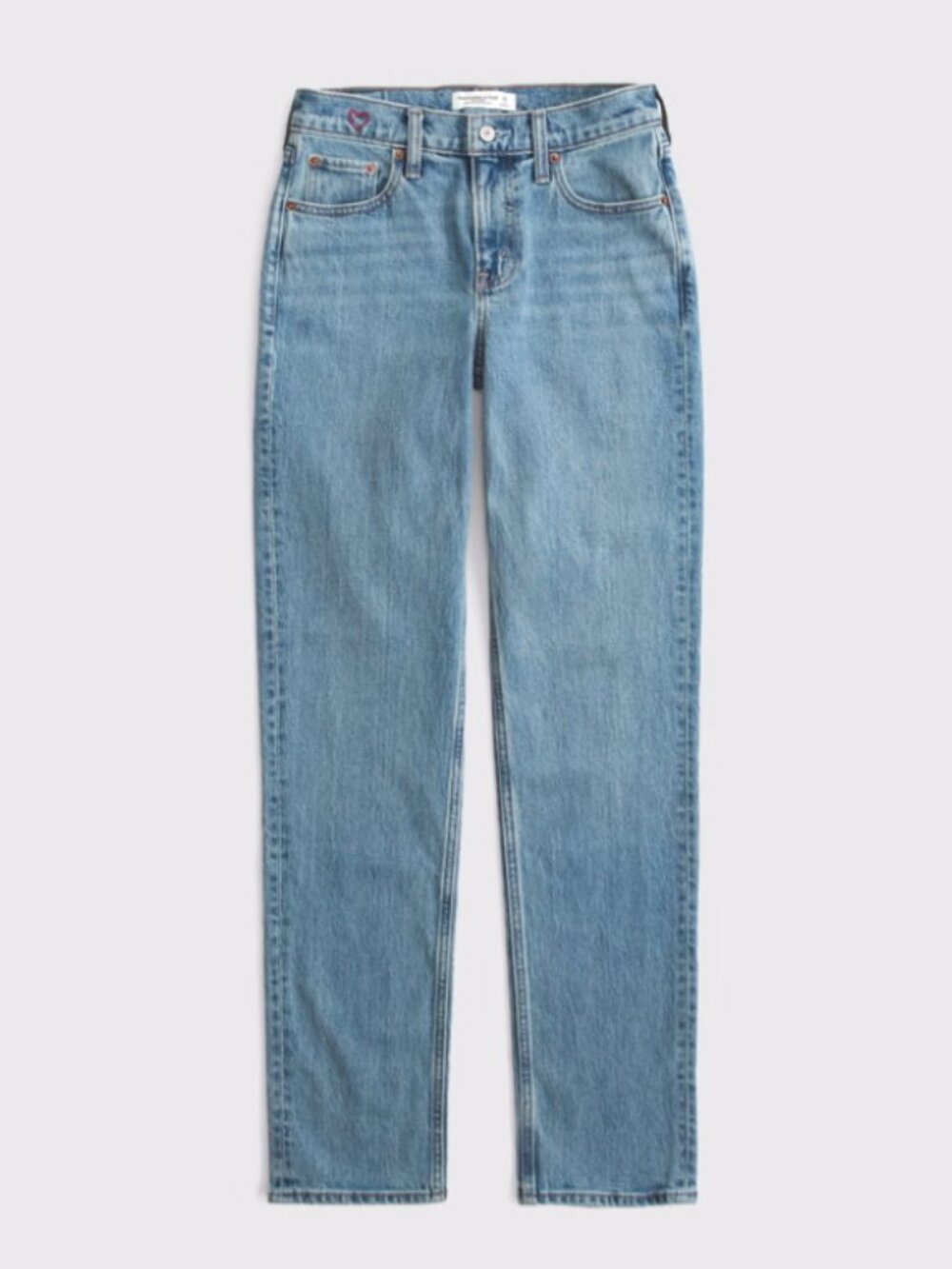 Mid Rise 90s Straight Heart Embroidered Jean Size 27